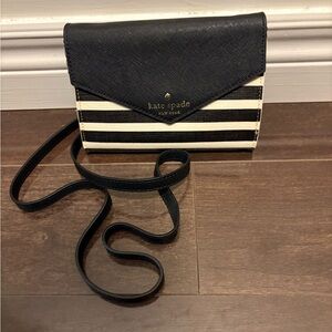 kate spade Black and White Striped Envelope Crossbody